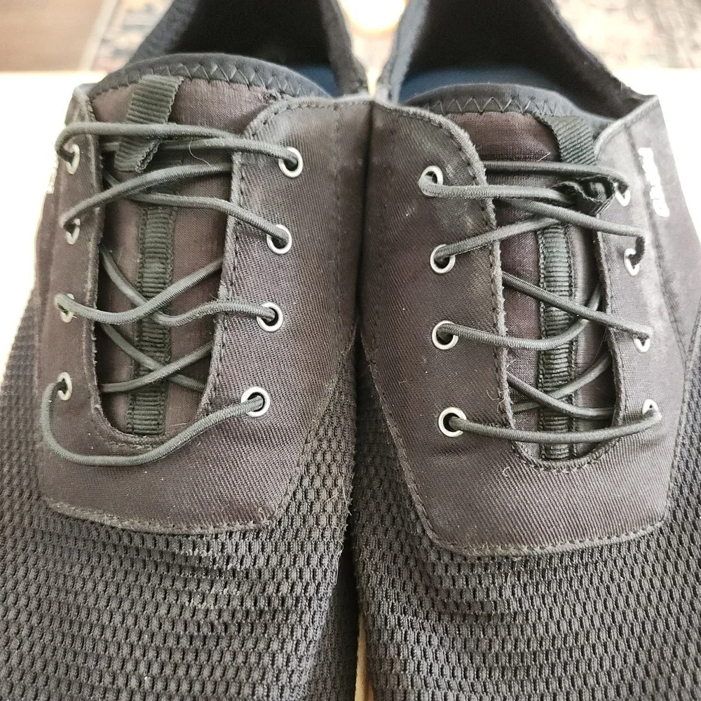 OluKai Nohea Moku Mens Sz‎ 11 Black Mesh Boat Shoes Drop-In Heel Slip-On Loafers